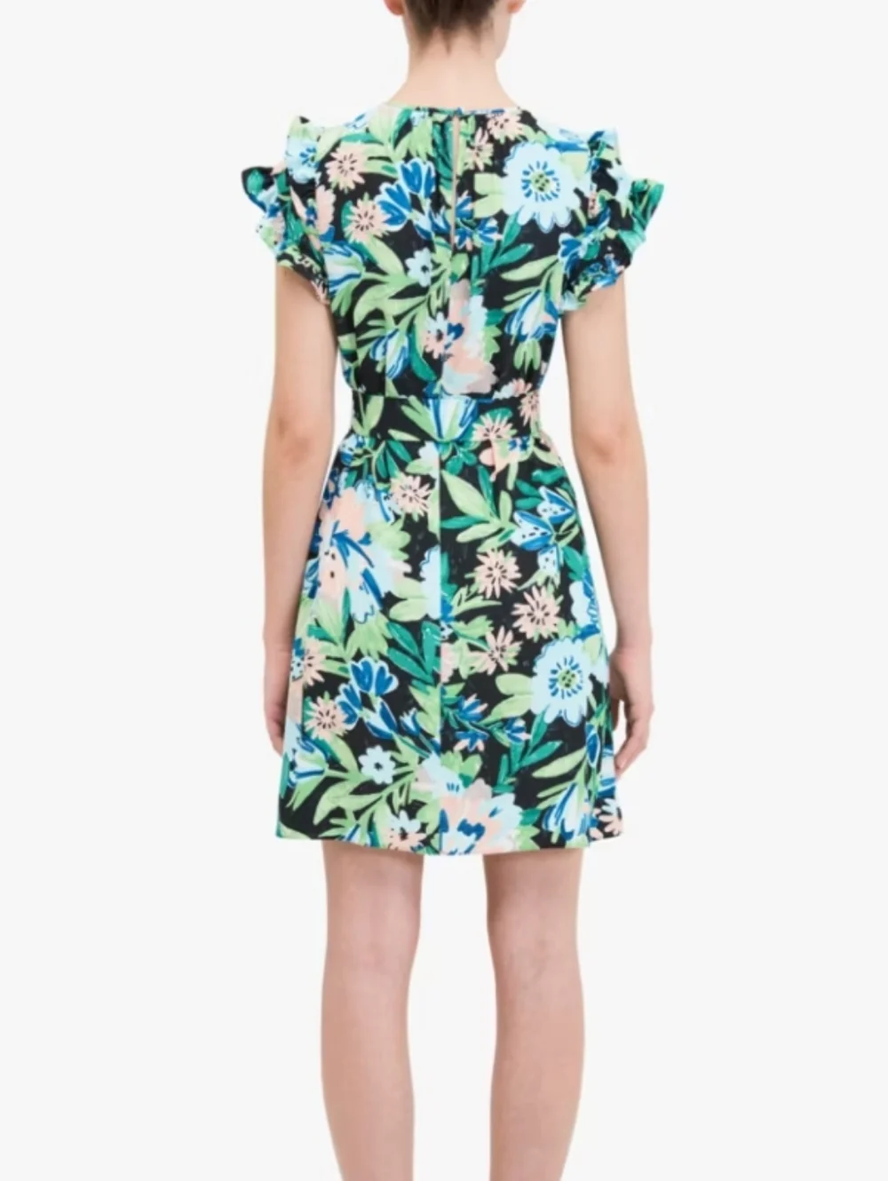 kate spade Floral Ruffle Sleeve Mini Dress